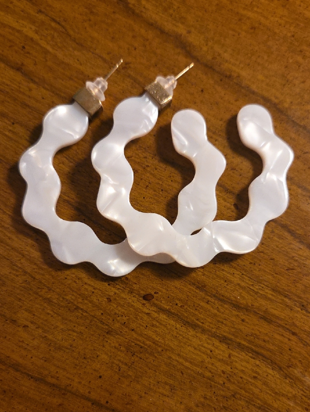 Pearlescent Wave Hoop Earrings